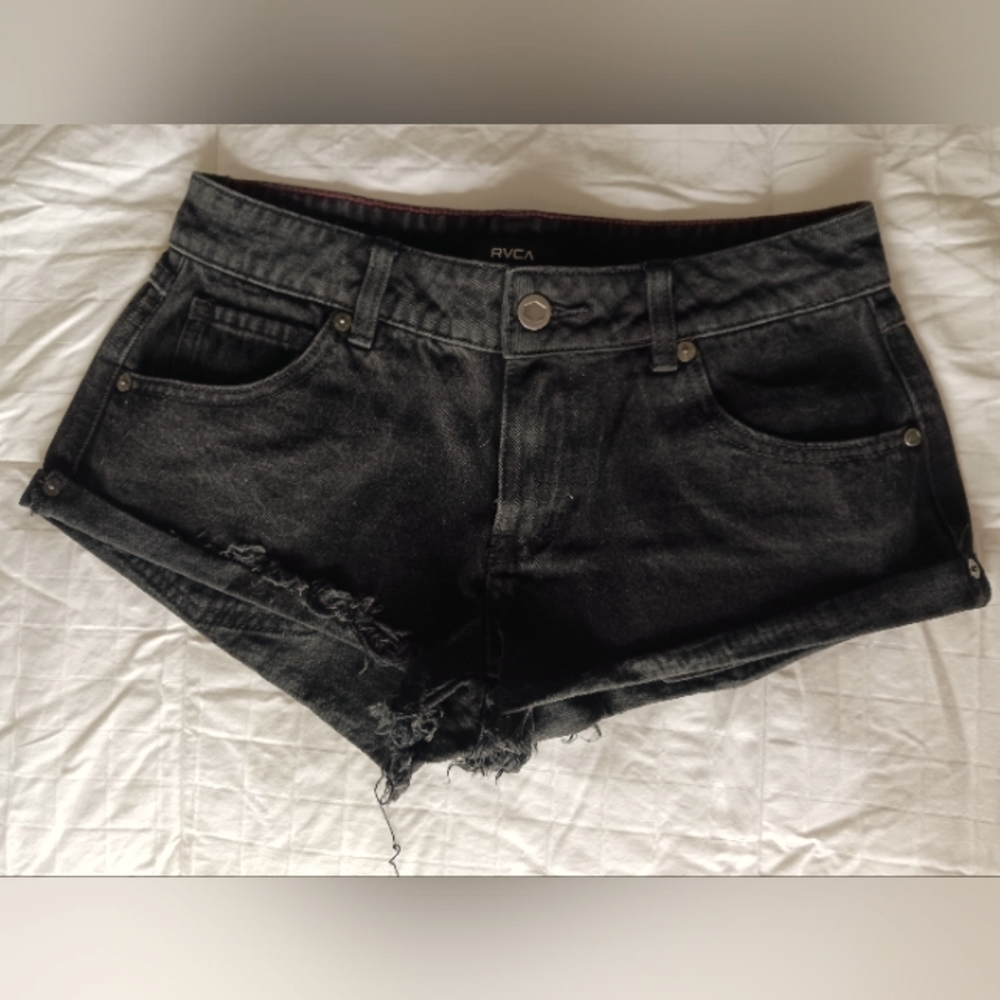 RVCA black denim shorts